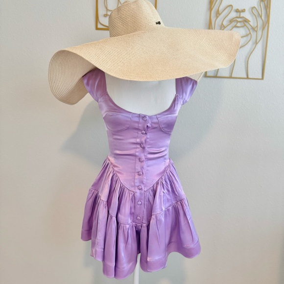 NWT Vanessa Mooney Elisabeth Romper in Lavender Satin (Size XS) - Picture 4 of 8